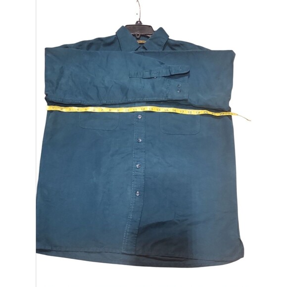 Bruno Men’s L Green Sueded Microfiber Button Up Shirt Long Sleeve Pockets - Picture 2 of 7